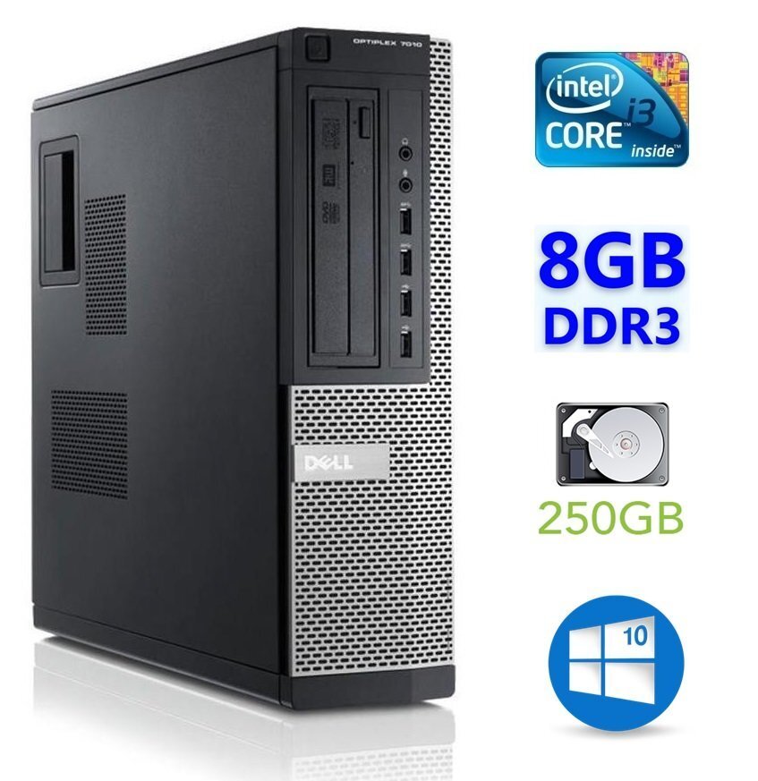 DELL 7010 DT i3-2120 8GB 250GB NODVD WIN10Pro цена и информация | Stacionārie datori | 220.lv