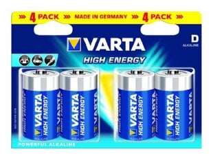 Varta High Energy D Alkaline LR20/1.5V (4 gab.) cena un informācija | Baterijas | 220.lv
