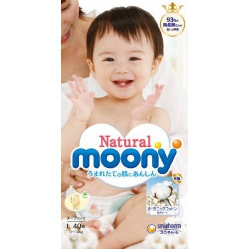 Japāņu autiņi Moony Natural L 9-14 kg, 40 gab. cena un informācija | Autiņbiksītes | 220.lv