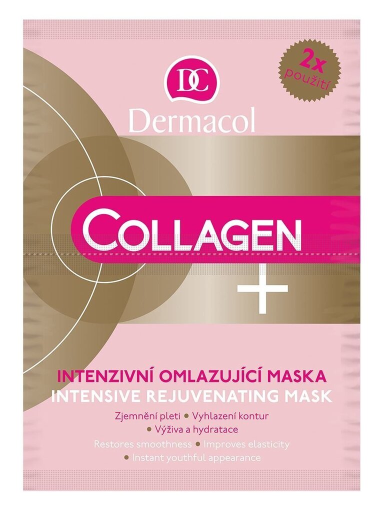 Sejas maska Dermacol Collagen+ 2 x 8 g cena un informācija | Sejas maskas, acu maskas | 220.lv