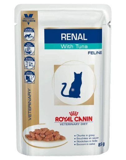 Royal Canin ar tunci Renal Feline, 12 x 85 g цена и информация | Konservi kaķiem | 220.lv