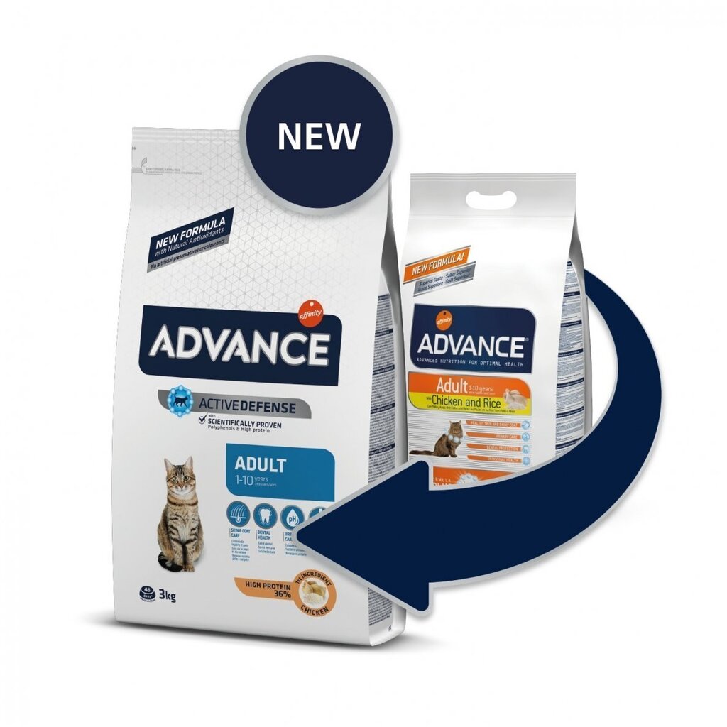 Advance Adult Cat (vista. rīsi) 1.5 kg cena un informācija | Sausā barība kaķiem | 220.lv