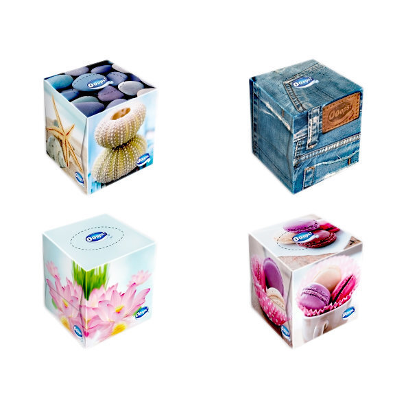 Papīra kabatlakatiņi 3 slāņu OOOPS! Cube Box, 54 gab. cena un informācija | Vates kociņi, mitrās salvetes | 220.lv