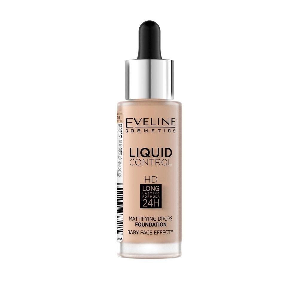 Grima pamats Eveline Liquid Control HD Mattifying Drops 020 Rose Beige 32 ml cena un informācija | Grima bāzes, tonālie krēmi, pūderi | 220.lv