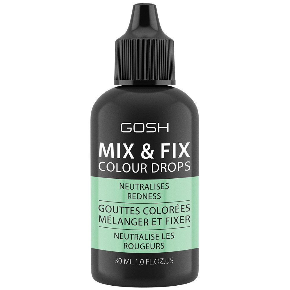 Tonējošs sārtumu maskējošs meikapa līdzeklis Gosh Mix & Fix Colour Drops, 002 Green, 30 ml цена и информация | Grima bāzes, tonālie krēmi, pūderi | 220.lv
