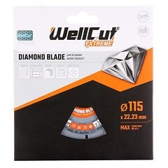 Dimanta disks WellCut Extreme sausai/slapjai griešanai, 115 mm цена и информация | Запчасти для садовой техники | 220.lv