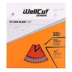 WellCut Extreme TCT griešanas disks 216 mm cena un informācija | WellCut Dārza preces | 220.lv