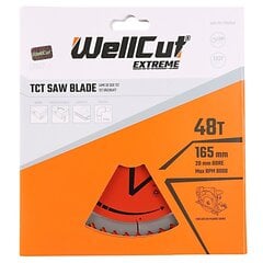 WellCut Extreme TCT griešanas disks 165 mm cena un informācija | WellCut Dārza preces | 220.lv