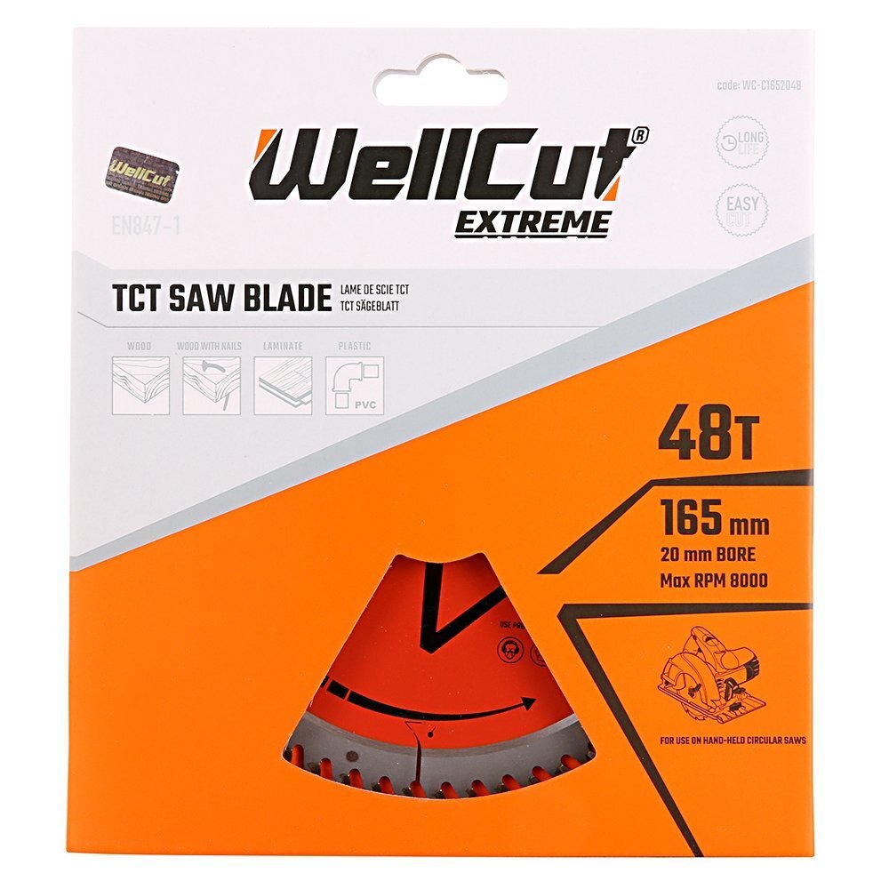WellCut Extreme TCT griešanas disks 165 mm cena un informācija | Rokas instrumenti | 220.lv