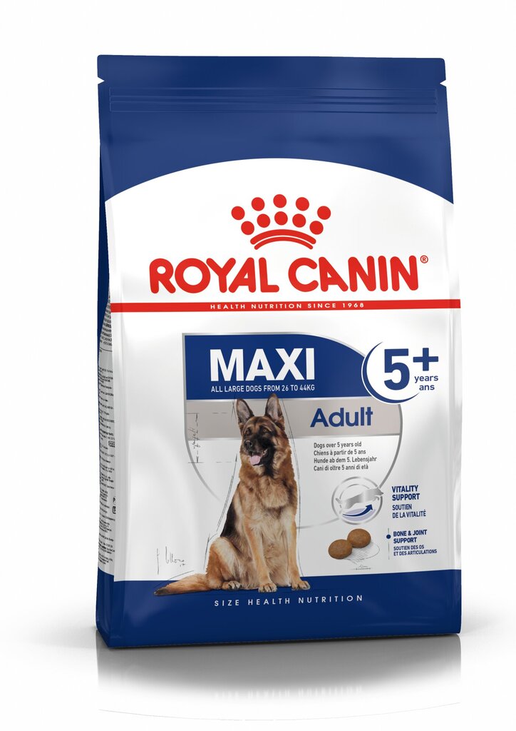 Royal Canin vecākiem lielu šķirņu suņiem Maxi Adult 5+, 15 kg цена и информация | Sausā barība suņiem | 220.lv