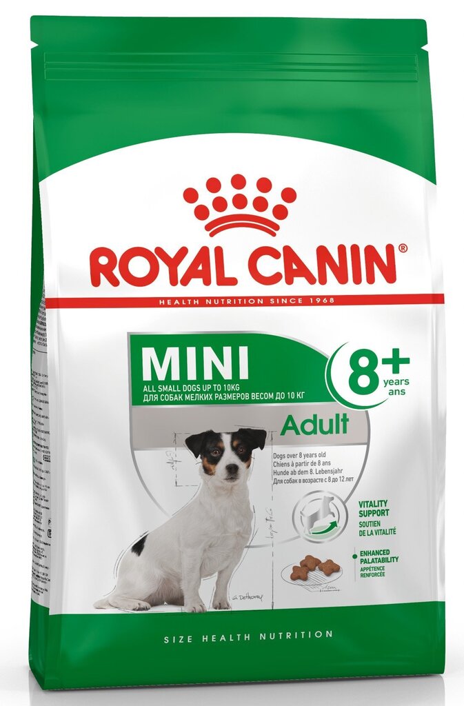 Royal Canin mazo šķirņu suņu senioriem Mini Adult +8, 8 kg cena un informācija | Sausā barība suņiem | 220.lv