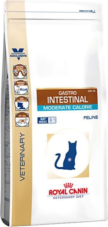 Royal Canin kaķiem ar gremošanas traucējumiem Gastro Intestinal moderate calorie, 0,4 kg cena un informācija | Sausā barība kaķiem | 220.lv
