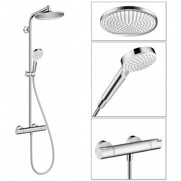 Hansgrohe Crometta S 240 1jet termostatiskā dušas sistēma, hroma cena un informācija | Dušas komplekti un paneļi | 220.lv