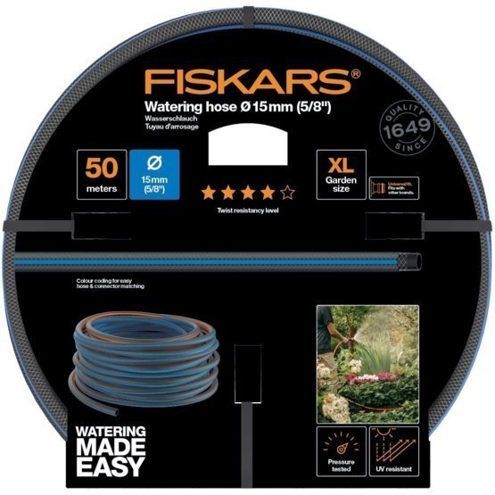 Laistīšanas šļūtene Fiskars Q4, 15 mm (5/8 ") 50 m цена и информация | Laistīšanas sistēmas | 220.lv