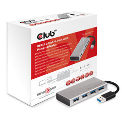 Club 3D USB 3.0 hub 4-port with power adapter цена и информация | Адаптеры и USB разветвители | 220.lv