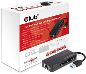 Club 3D USB 3.0 3-portu centrmezgls ar gigabit Ethernet цена и информация | Адаптеры и USB разветвители | 220.lv