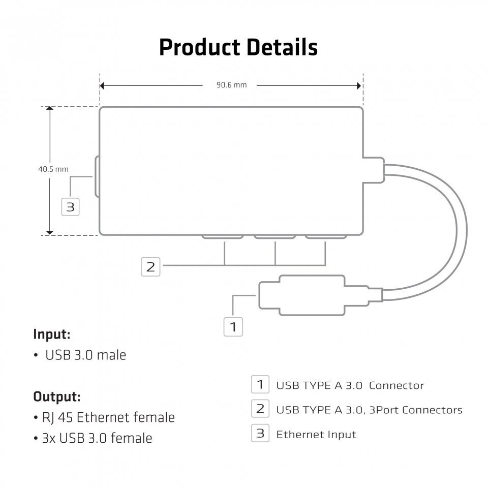 Club 3D USB 3.0 3-portu centrmezgls ar gigabit Ethernet cena un informācija | Adapteri un USB centrmezgli | 220.lv