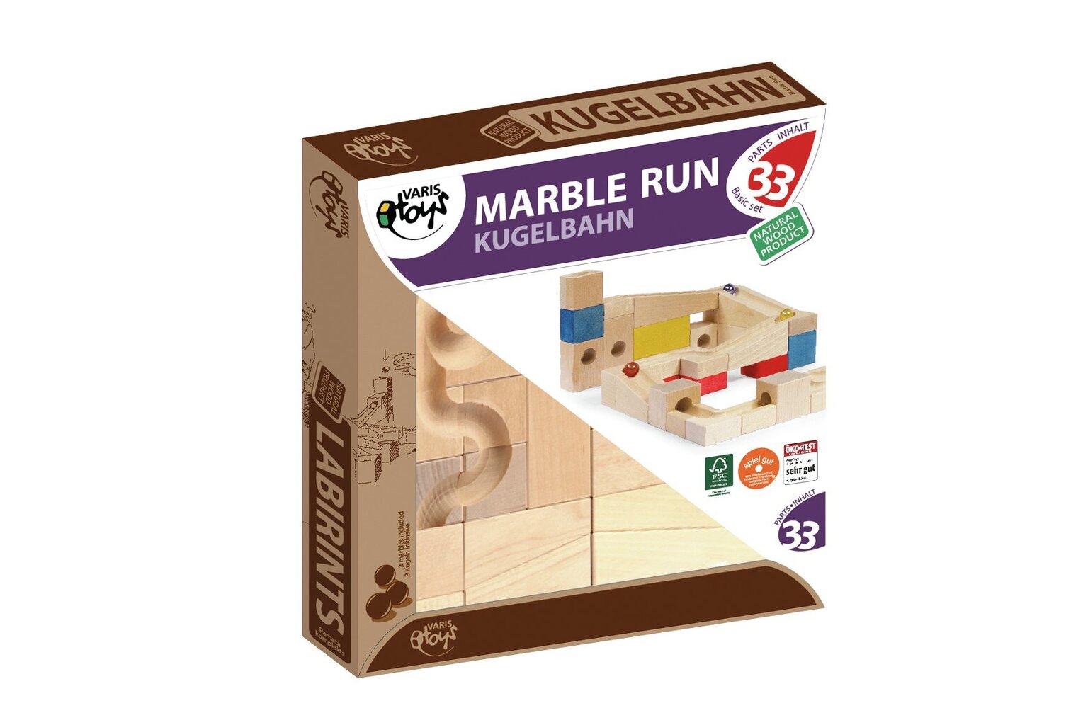 Деревянная игра - лабиринт Marble Run Varis 33 шт. цена | 220.lv