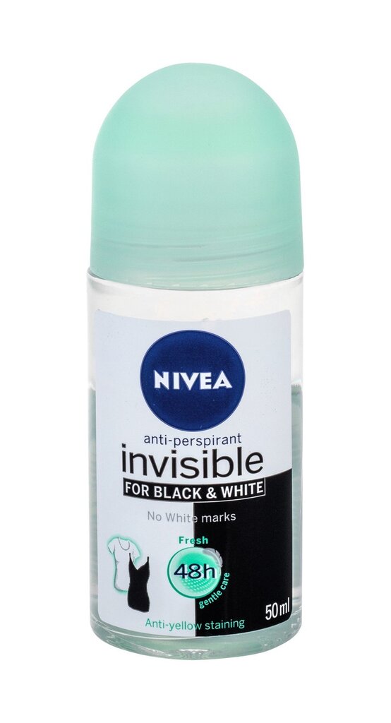 Rullīšu dezodorants Nivea Invisible Fresh 48h For Black & White 50 ml cena un informācija | Dezodoranti | 220.lv