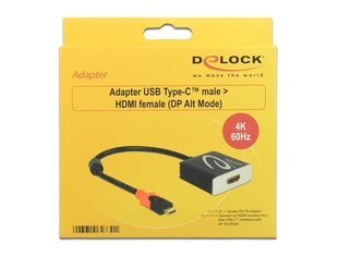 Delock KAB Адаптер USB-C > HDMI (ST-BU) 4K 60Hz DeLOCK Черный цена и информация | Кабели и провода | 220.lv