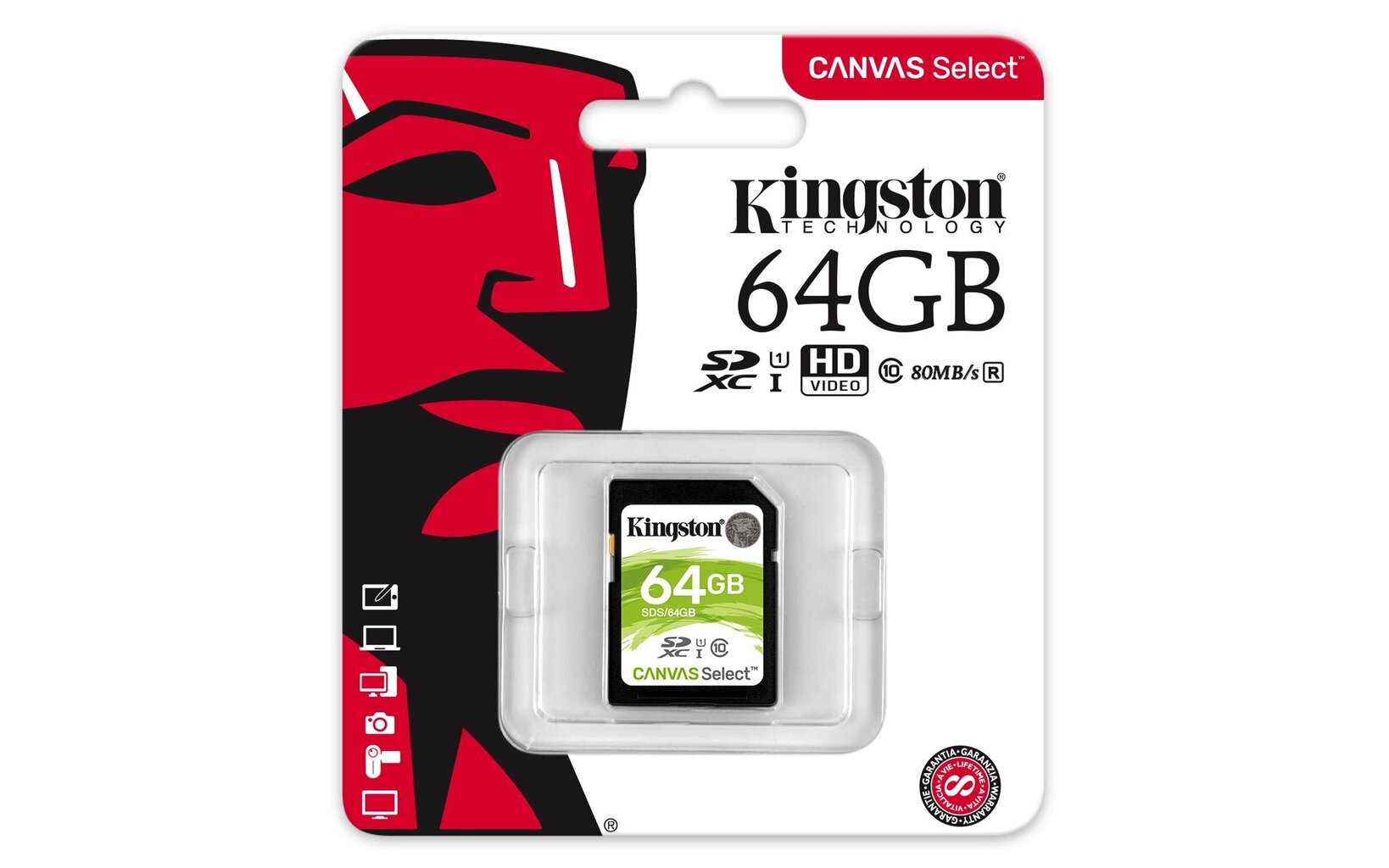 Kingston Canvas Select UHS-I 64 GB, SDXC цена и информация | Atmiņas kartes fotokamerām | 220.lv