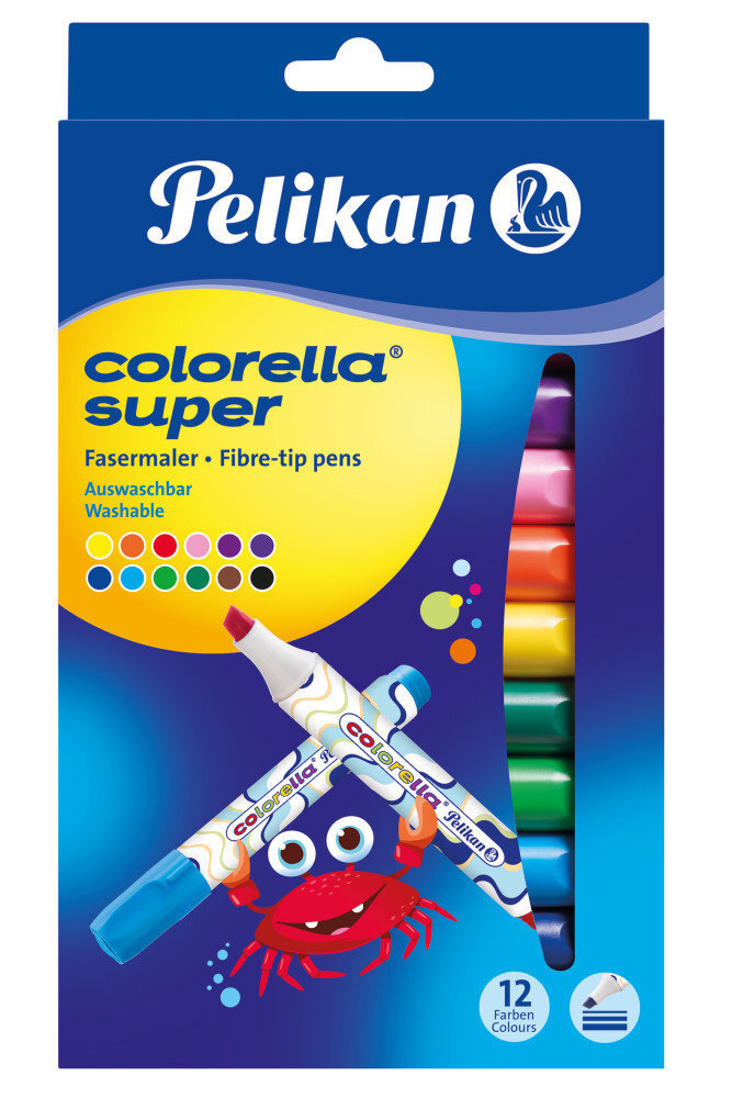Pelikan Flomāsteri, colorella super, 12 krāsu cena un informācija | Modelēšanas un zīmēšanas piederumi | 220.lv