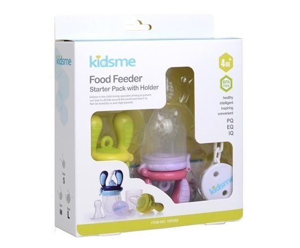 Kidsme barošanas komplekts Food Feeder Starter Pack, Lime/Lavender, 4 mēn+ cena un informācija | Bērnu trauki, piena uzglabāšanas trauciņi un piederumi | 220.lv