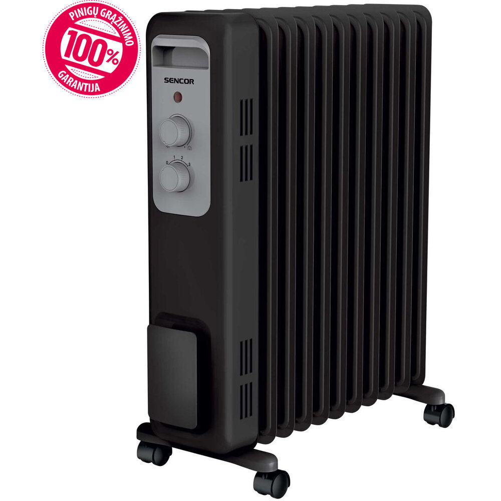 Eļļas radiators SENCOR SOH 3311BK, 2300W, 11 sekciju cena un informācija | Sildītāji | 220.lv