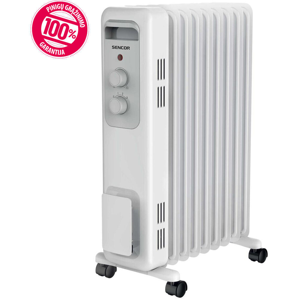 Eļļas radiators SENCOR SOH 3209WH, 2000W, 9 sekcijas cena un informācija | Sildītāji | 220.lv