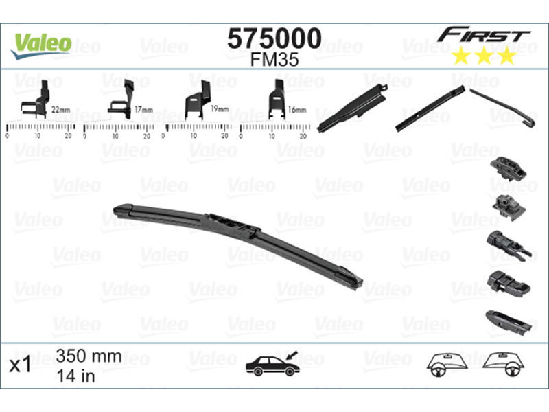 Stikla tīrītāja slotiņa Valeo Multiconnection 350 mm cena un informācija | Logu slotiņas | 220.lv