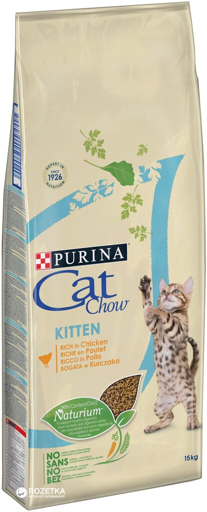 Purina Cat Chow Kitten ar vistu, 15 kg цена и информация | Sausā barība kaķiem | 220.lv