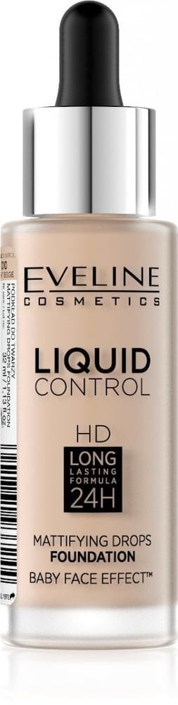 Grima bāze Eveline Liquid Control HD Mattifying Drops 32 ml, 010 Light Beige, 010 Light Beige 010 Light Beige 010 Light Beige цена и информация | Grima bāzes, tonālie krēmi, pūderi | 220.lv