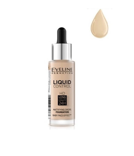 Grima bāze Eveline Liquid Control HD Mattifying Drops 32 ml, 015 Light Vanilla, 015 Light Vanilla цена и информация | Grima bāzes, tonālie krēmi, pūderi | 220.lv