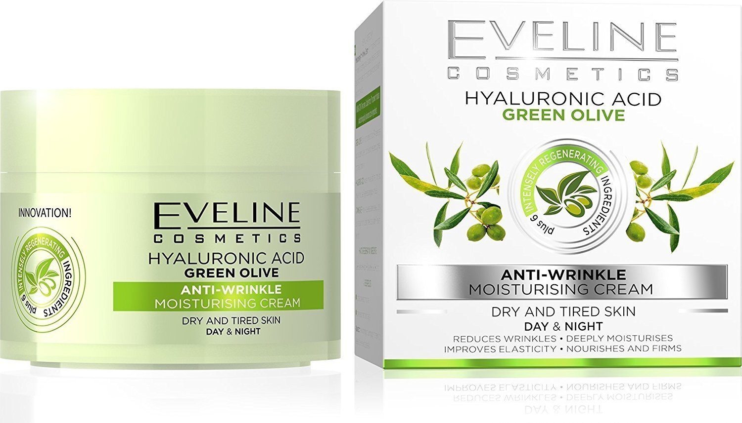 Mitrinošs krēms pret grumbām ar olīvu lapu ekstraktu Eveline Nature Line 3D Green Olive 50 ml цена и информация | Sejas krēmi | 220.lv