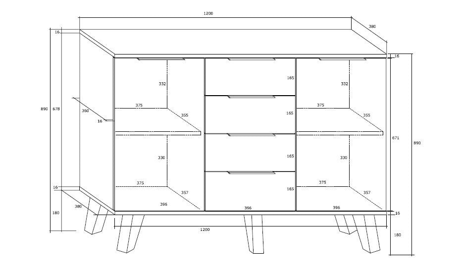 Kumode Sven 2D4S, melna/balta цена и информация | Kumodes | 220.lv