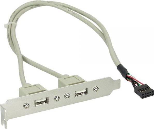 InLine USB 2.0 Slot Bracket 2x USB Type A female to 1x 10Pin Connector 35cm (33391) cena un informācija | Piederumi korpusiem | 220.lv