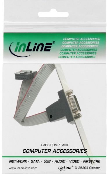 InLine Slot Bracket DB9 male to 10Pin internal female (33209) cena un informācija | Piederumi korpusiem | 220.lv