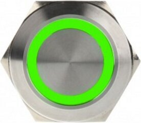 Светодиодная кнопка DimasTech 25 мм зеленая (PD062) цена и информация | Коммутационная панель 24 порта кат. 6 UTP Lanberg PPU6-1024-B | 220.lv