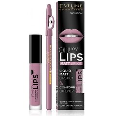 Komplekts Eveline Oh My Lips Liquid Matt 03 Rose Nude: lūpu krāsa 4,5 ml + lūpu kontūrzīmulis 1 gab. цена и информация | Помады, бальзамы, блеск для губ | 220.lv