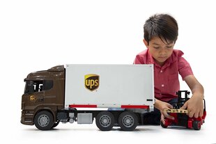 Логистический грузовик с подъемником Bruder Scania Rseries UPS цена и информация | Конструктор автомобилей игрушки для мальчиков | 220.lv