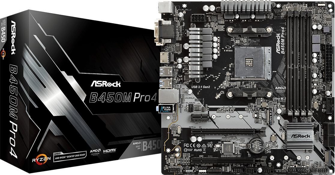 ASRock B450M Pro4 cena un informācija | Mātesplates | 220.lv