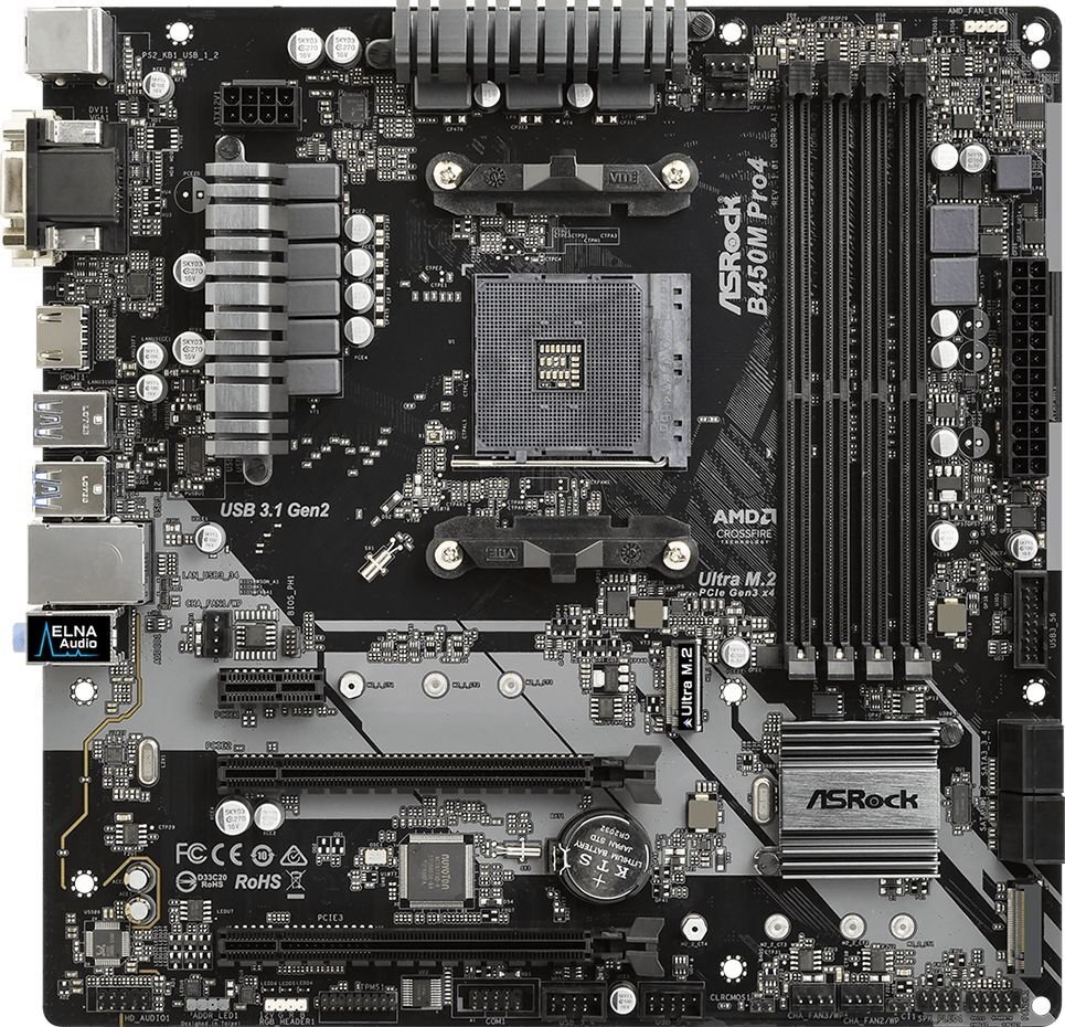 ASRock B450M Pro4 cena un informācija | Mātesplates | 220.lv