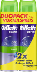 Skūšanās želeja ar alvejas ekstraktu vīriešiem Gillette Series vyrams 2 x 200 ml cena un informācija | Skūšanās piederumi, kosmētika | 220.lv