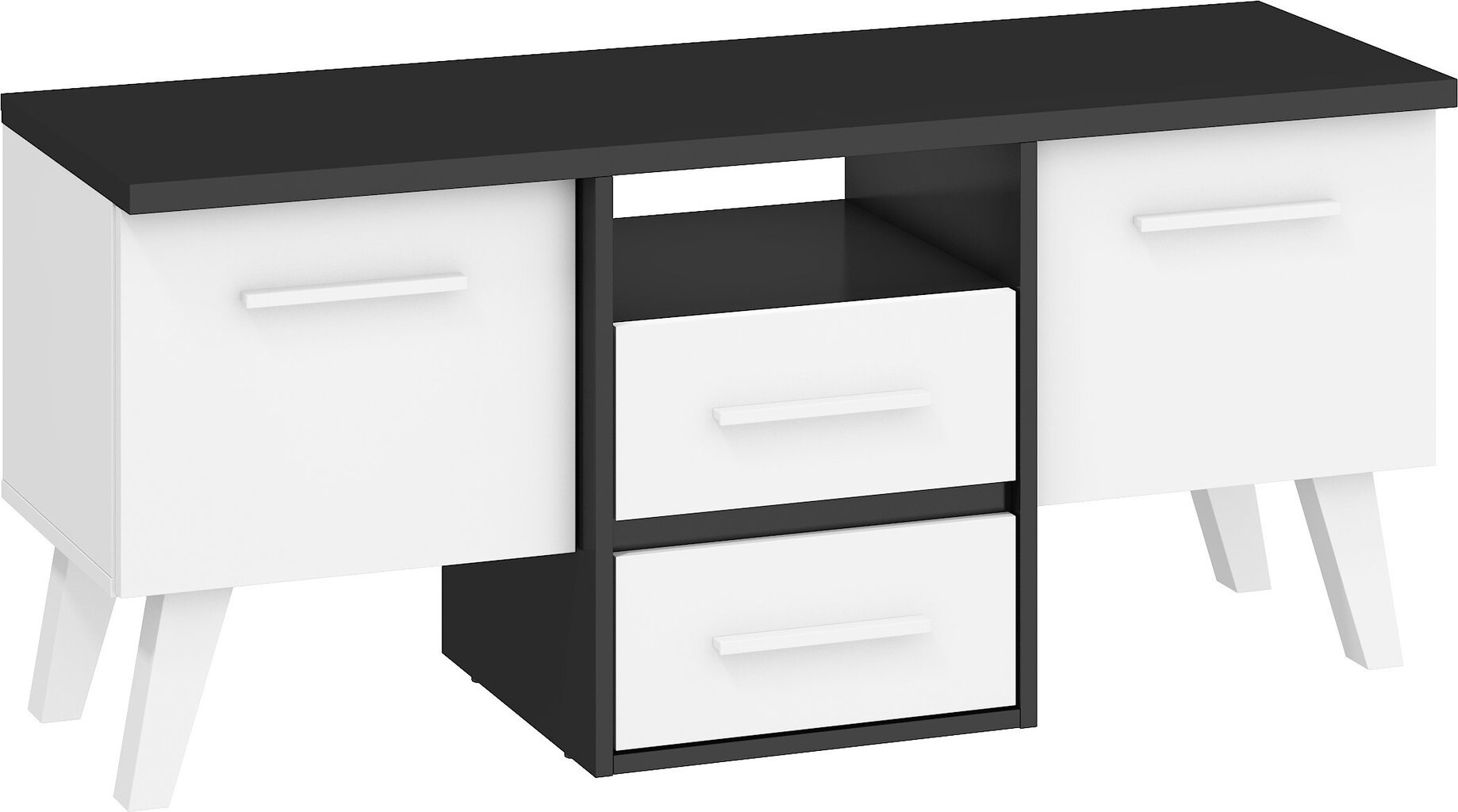 RTV galdiņš Nordis 3D, melns/balts cena un informācija | TV galdiņi | 220.lv