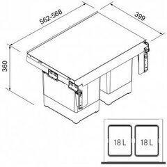 Atkritumu tvertne Franke, Sorter Garbo 60-2 (18l.+18l.) цена и информация | Мусорные баки | 220.lv