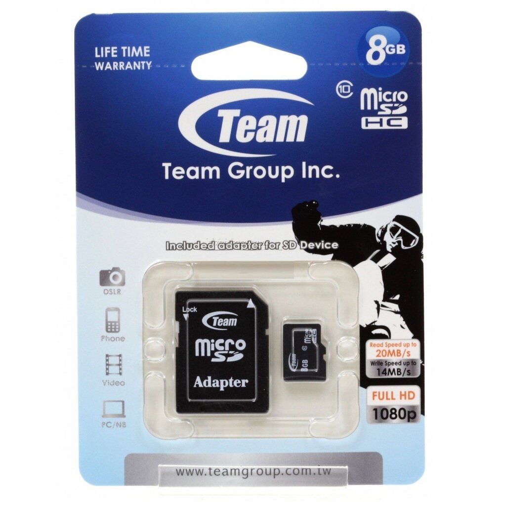 TeamGroup C10 Micro SDHC 8GB atmiņas karte cena un informācija | Atmiņas kartes mobilajiem telefoniem | 220.lv