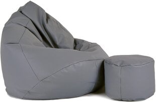 Кресло-мешок с пуфом Mega Comfort, искусственная кожа, серое цена и информация | Кресла-мешки и пуфы | 220.lv