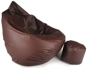 Кресло-мешок с пуфом Mega Comfort, искусственная кожа, коричневое цена и информация | Кресла-мешки и пуфы | 220.lv