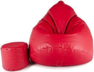 Кресло-мешок с пуфом Mega Comfort, искусственная кожа, красное цена и информация | Кресла-мешки и пуфы | 220.lv