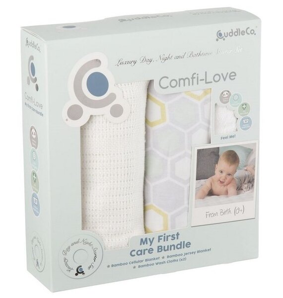 Pirmais bērnu aprūpes komplekts CuddleCo Comfi - Love, Bee Hive cena un informācija | Mazuļa mazgāšana | 220.lv